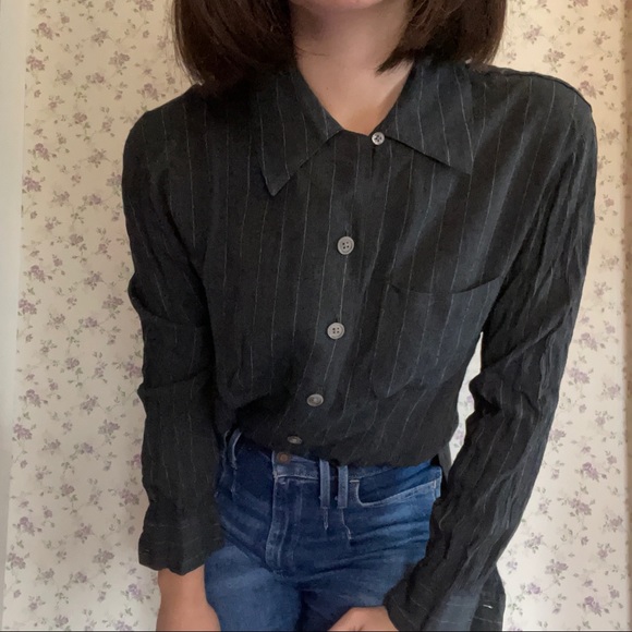 GAP Pinstriped Button Down Long Sleeve Shirt - Picture 3 of 5